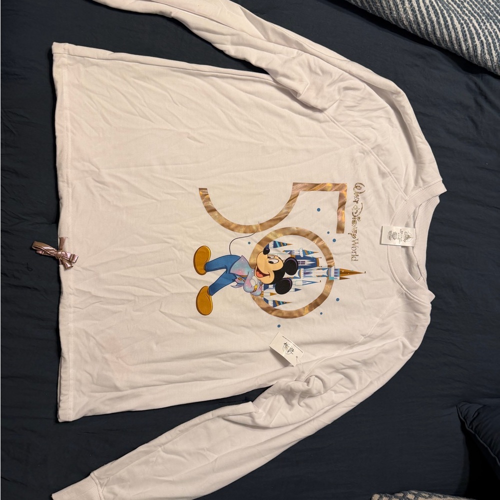 Disney White Shirt with Mickey and Castle Design 50th anniversary